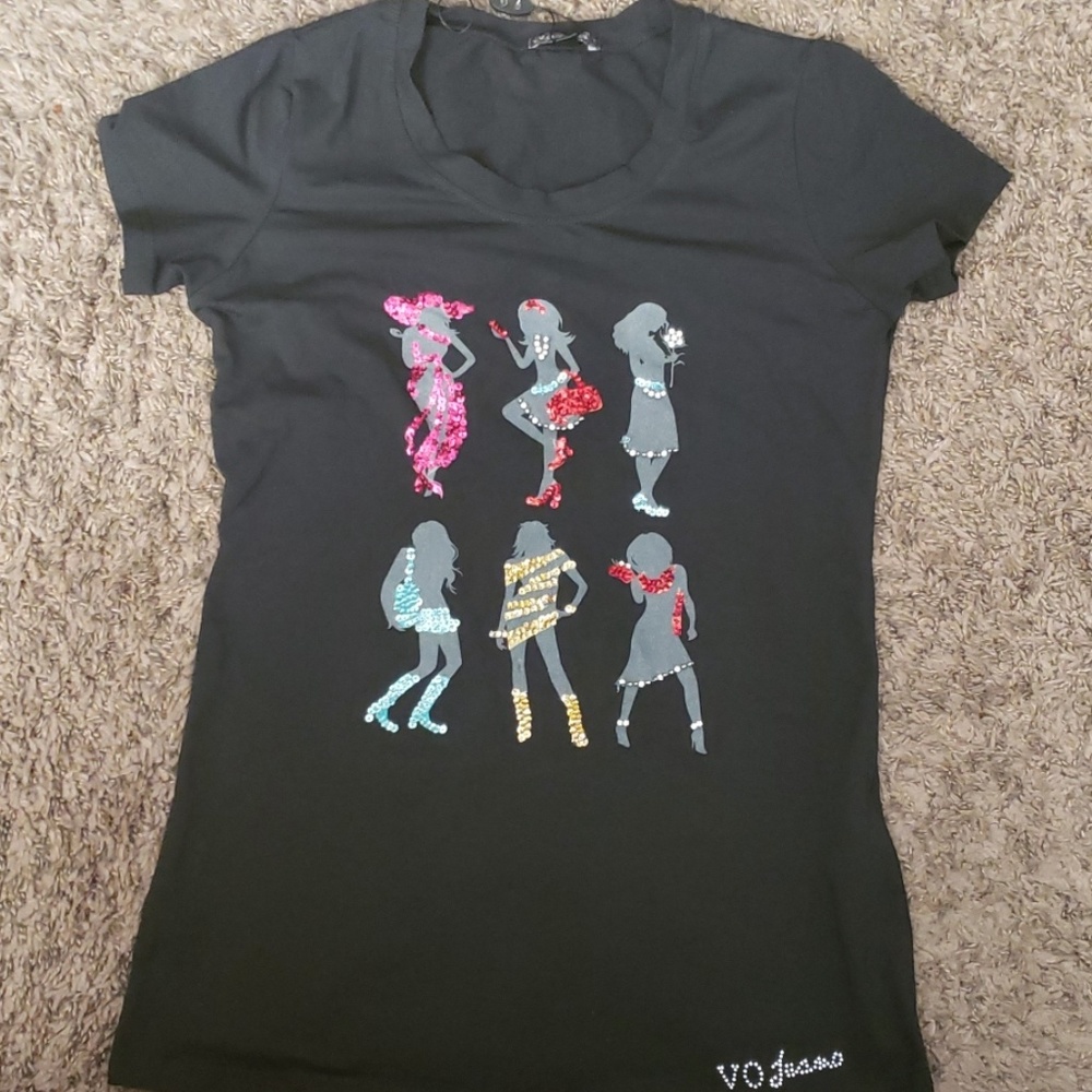 ⭐ New Cute 3D Black Tee Shirt Great Quality L